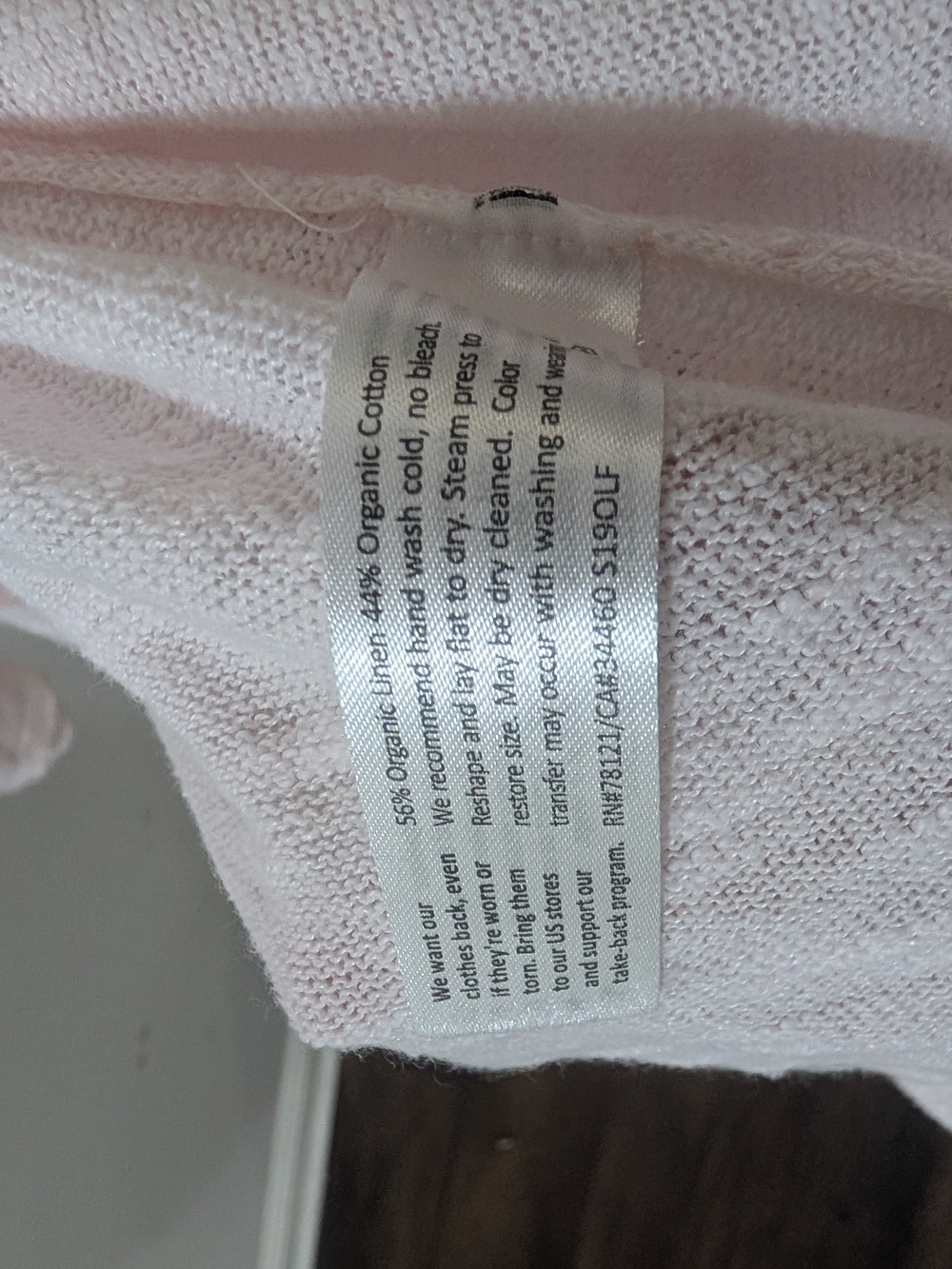 Eileen Fisher Pale Pink Long-Sleeve Crewneck Top - Picture 4 of 4